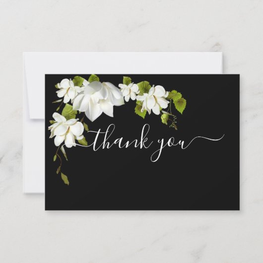 Botanische witte vloeren Funeral Hartelijk dank Bedankkaart (Achterkant)