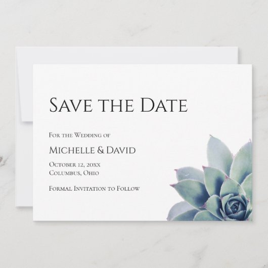 Botanische woestijn Succulent Simple Wedding Save The Date (Voorkant)