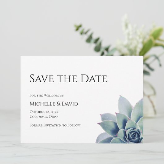 Botanische woestijn Succulent Simple Wedding Save The Date (Staand voorkant)