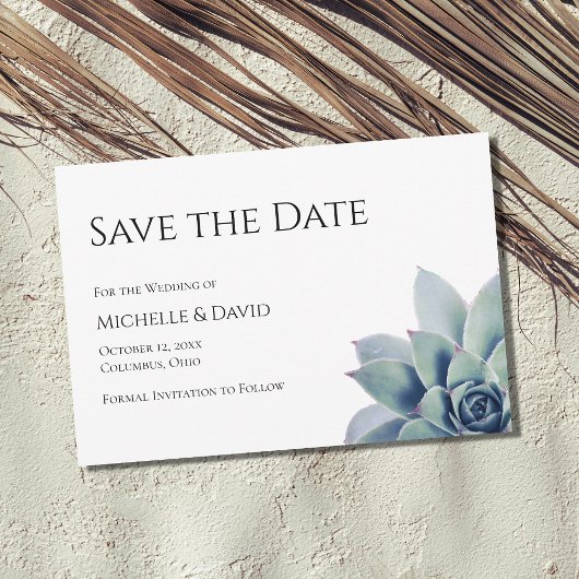Botanische woestijn Succulent Simple Wedding Save The Date