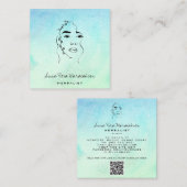 *~* Botanische Woman Greenery Line Art Vierkante Visitekaartje (Voorkant / Achterkant)