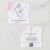 *~* Botanische Woman Line Art Goddess Greenery QR Vierkante Visitekaartje (Voorkant / Achterkant)