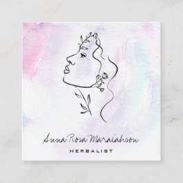 *~* Botanische Woman Line Art Goddess Greenery QR Vierkante Visitekaartje