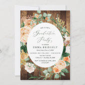 Botanische Woodgrain Farmhouse Graduparty Kaart (Voorkant)