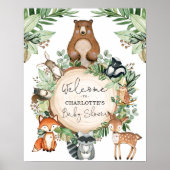 Botanische Woodland Animals Baby shower Welkom Poster (Voorkant)