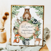 Botanische Woodland Animals Baby shower Welkom Poster
