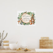 Botanische Woodland Animals Baby Sprinkle Welcome Poster (Keuken)