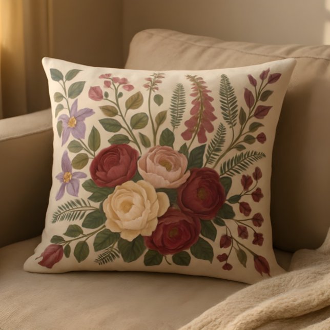 Botanische Worpkussen – Vintage Bloemendesign Kussen (Creator heeft geüpload)