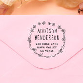 Botanische Wreataangepaste naam en retouradres Rubberstempel