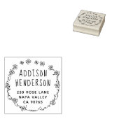 Botanische Wreataangepaste naam en retouradres Rubberstempel (Gestempeld)