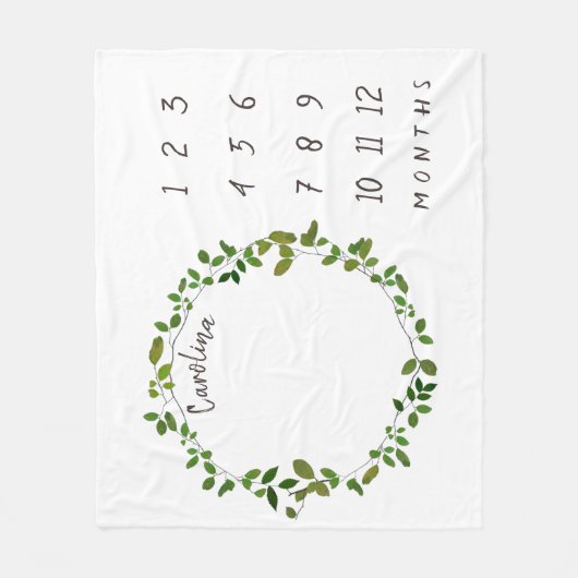 Botanische Wreate Baby Milestone Fleece Blanket Deken (Voorkant)