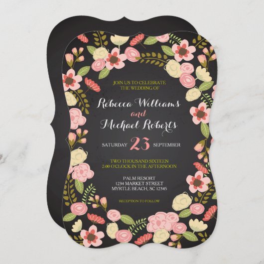 Botanische Wreath Invitation Kaart (Voorkant / Achterkant)