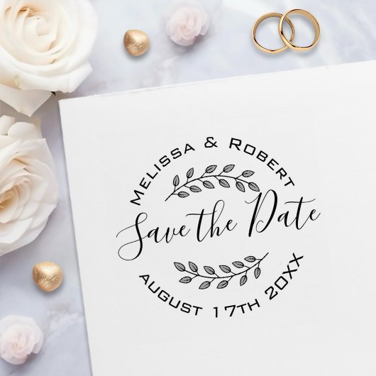 Botanische Wreath Modern Wedding Save the Date 2 Zelfinktende Stempel