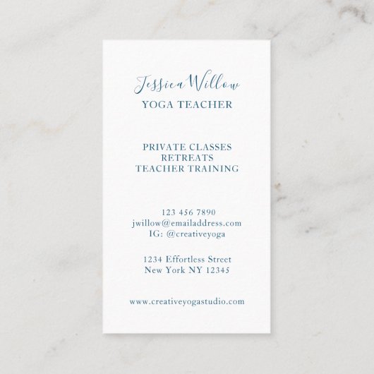 Botanische Yoga Studio Visitekaartje (Achterkant)