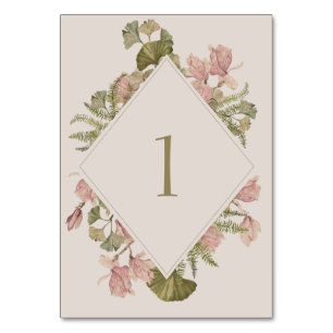Botanische zachte warme taupe bruiloft   Bloemen & Kaart