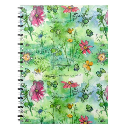 Botanische zakboekje Botervliegers Waterverf bloem Notitieboek (Voorkant)