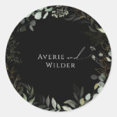 Botanische zegels voor zwarte en gouden bruiloft (Voorkant)
