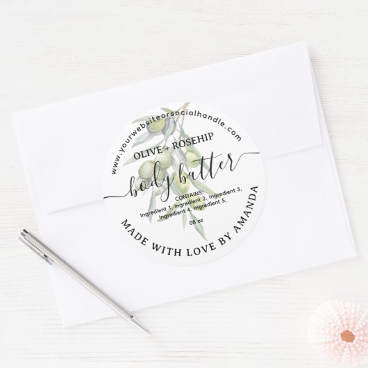 Botanische zelfgemaakte BOTER Label (Envelop)