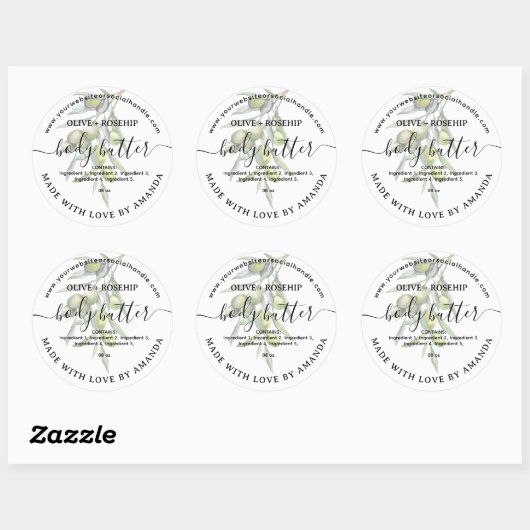 Botanische zelfgemaakte BOTER Label (Vel)