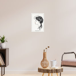 Botanische Ziel – Natuur-Inspirerende Vrouw Lijnku Poster