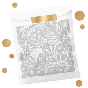 Botanische Zilveren Grijze Bloemen Favor Bag Bedankzakje