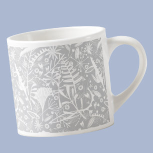 Botanische zilvergrijze bloemen espresso cup kop
