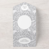 Botanische zilvergrijze patroonbruiloft all in one uitnodiging (Buitenkant)