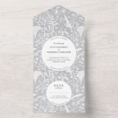 Botanische zilvergrijze patroonbruiloft all in one uitnodiging (Binnen)