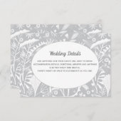 Botanische zilvergrijze patroonbruiloft - Gegevens Informatiekaartje (Voorkant / Achterkant)