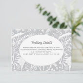Botanische zilvergrijze patroonbruiloft - Gegevens Informatiekaartje (Staand voorkant)