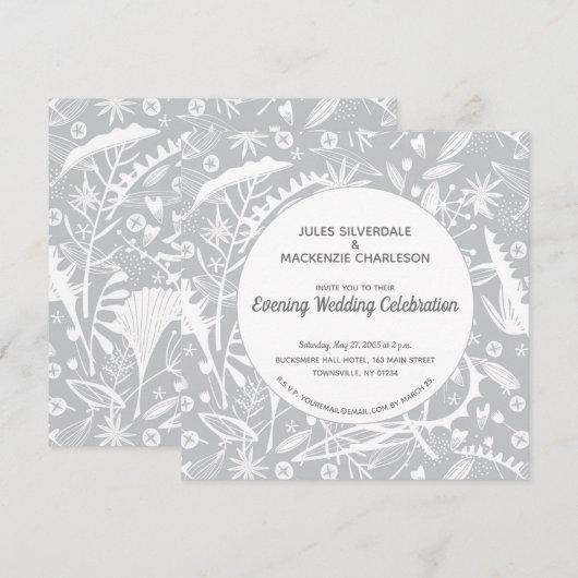 Botanische zilvergrijze patroonverdenking kaart (Voorkant / Achterkant)