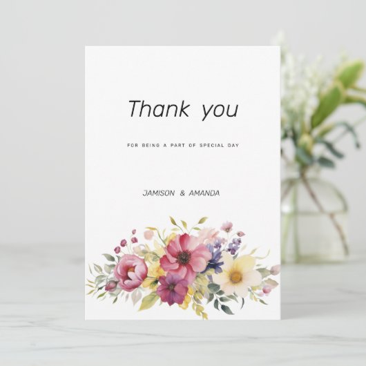Botanische zomer kleurrijke bloemen Bedankt Kaart (Staand voorkant)