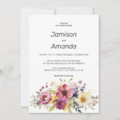 Botanische zomer kleurrijke bloemen bruiloft kaart (Voorkant)