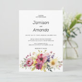 Botanische zomer kleurrijke bloemen bruiloft kaart (Staand voorkant)