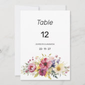 Botanische zomer kleurrijke bloemen Tafel Nummers Kaart (Voorkant)