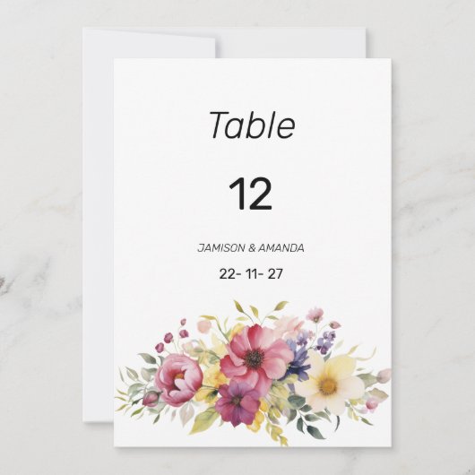 Botanische zomer kleurrijke bloemen Tafel Nummers Kaart (Voorkant)