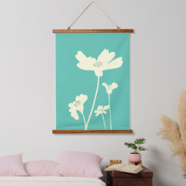 Botanische zomer kosmos bloemen silhouetten hangend wandkleed