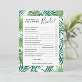 Botanische Zomer Vrijgezellenfeest Spel Kaart (Staand voorkant)