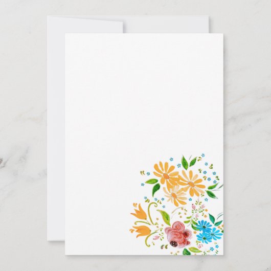 Botanische zon sinaasappel roze blauw munt bloemen kaart (Achterkant)