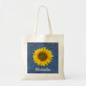 Botanische Zonnebloem Blauw Land gepersonaliseerd Tote Bag (Voorkant)