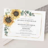 Botanische zonnebloem Eucalyptusbruiloft Kaart