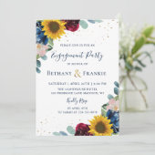 Botanische zonnebloem Floral Engagement Party Kaart (Staand voorkant)