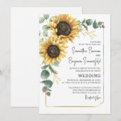 Botanische zonnebloem Greenery Modern Wedding Kaart (Voorkant / Achterkant)