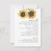 Botanische Zonnebloem groen bruiloft programma (Achterkant)