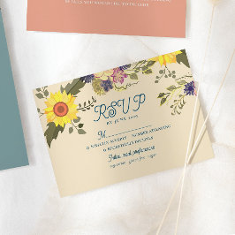 Botanische Zonnebloem Huwelijks RSVP Kaart