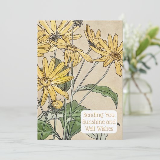  Botanische Zonnebloem Illustratie Kaart (Staand voorkant)