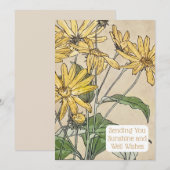  Botanische Zonnebloem Illustratie Kaart (Voorkant / Achterkant)