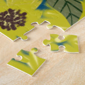 Botanische Zonnebloem Kunst Geel Blauw Legpuzzel (Zijkant)