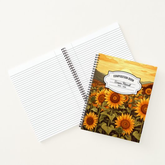 Botanische Zonnebloemen Compositie Notitieboek (Binnen)