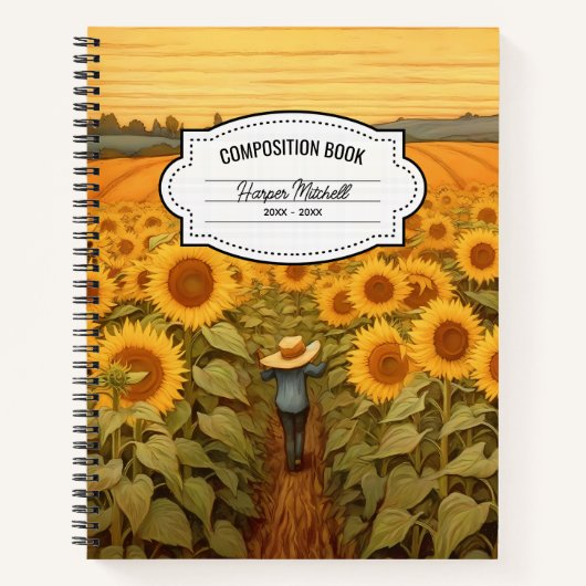 Botanische Zonnebloemen Compositie Notitieboek (Voorkant)